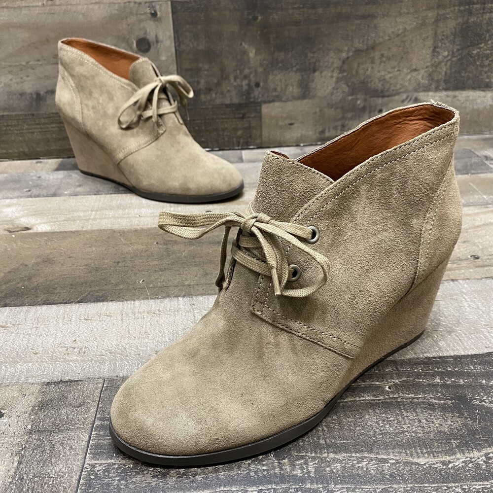 Lucky Brand Brown Suede Womens Wedge Ankle Booties Size 11 M Great!